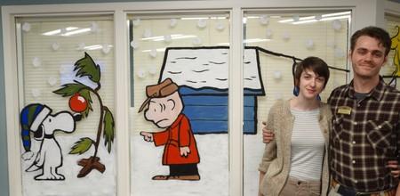 3 Charlie Brown Austin and His Girlfriend, Grace Painted a Mural for Christmas in the Activities