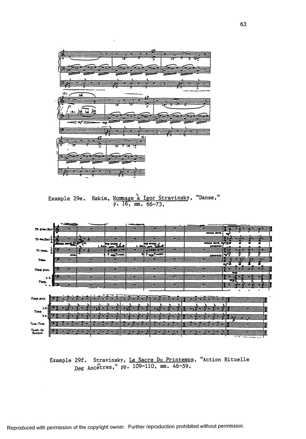 63 Example 29e. Hakim, Hommage a Igor Stravinsky, "Danse," p. 16, mm. 66-73. Tr.wa>«)2. Tr-»o«l.
