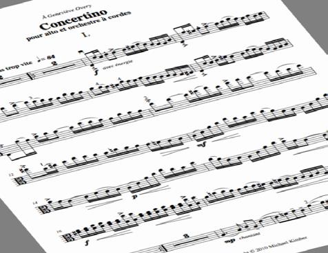Music by Michael Kimber CONCERTINO for viola and string orchestra (or piano) A 12-minute, 3-movement solo work with cadenza, suitable for students at the level of Suzuki Viola School Vol.