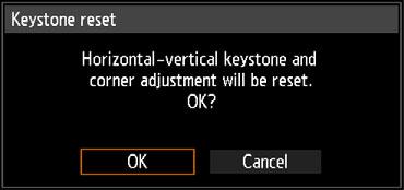 Adjusting the Image Resetting the Keystone Adjustment First, press the KEYSTONE button on the remote control or