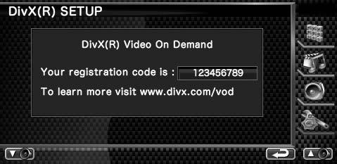 Nastavitev DivX-a Tu se preveri registracijska koda. Ta koda je potrebna pri izdelavi plošče z DRM (Digital Rights Management) (upravljanje pravic digitalnih vsebin).