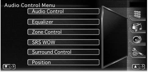 Nastavitev zvoka Meni za nastavitev zvoka Prikaz menija za nastavitev zvoka, s pomočjo katerega lahko nastavite zvočne učinke te naprave.