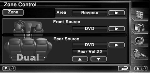 (Ta gumb se prikaže, ko je funkcija območja vklopljena (On).) 7 Vrnitev na ekran "Audio Control Menu" (Meni za nastavitev zvoka). V primeru vklopa "On" funkcije območja veljajo naslednje omejitve.