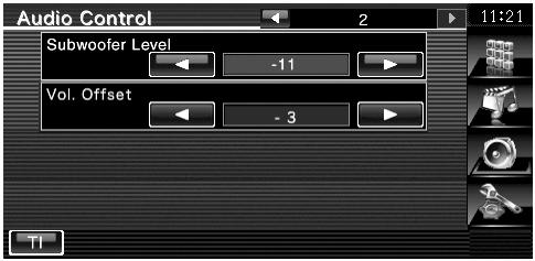 8 9 7 7 Vrne se na ekran "Audio Control ". 8 Nastavitev glasnosti nizkotonca. 9 Nastavitev glasnosti trenutnega vira glede na razliko v primerjavi s prvotno glasnostjo.