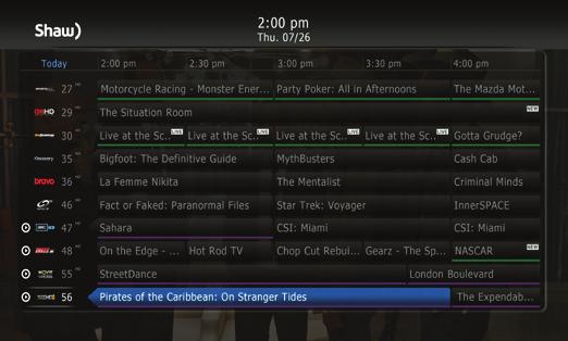 Quick menu Take a shortcut on your way to the key features of your programming guide and HD TV service.