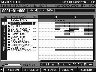 Song Mode When SEQUENCE screen or SEQUENCE EDIT screen is displayed, your MV-8000 is operating in Song Mode.
