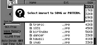 Creating a pattern Importing SMF (Standard MIDI File) data as a pattern or song You can convert SMF data into a pattern or song. 1. Press. 2.