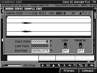 Other added functions and changes Opening the SAMPLE EDIT popup from the AUDIO EVENT PARAMETER popup From the AUDIO EVENT PARAMETER popup, you can open the Sample Edit screen, and adjust the sample s