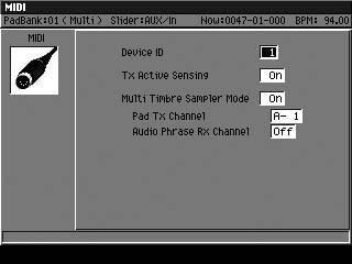 Other added functions and changes MIDI Playing audio phrases from an external MIDI device In Multi timbre Sampler mode, the MV-8000 can receive note messages from an external MIDI device to play