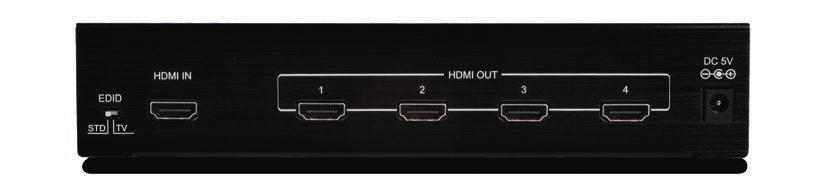 1 to 4 HDMI Distribution Amplifier QU-14S 3D HDMI The QU-14S Distribution Amplifier (splitter) accepts one HDMI input and splits this signal to four identical outputs. This device is compatible to v1.