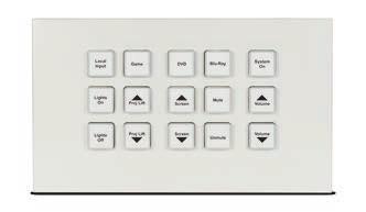 15 Button Control Keypad (2-gang) with IP & Relay CR-KP1 LAN PoE The CR-KP1 is a wall-mount keypad control system and is ideally suited for any AV install environment such as conference/meeting