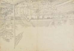 Upper Town, & Abandoned Fort at Apolonia from the Beach, pencil on wove paper, each with central vertical crease, the first two titled in a contemporary hand in pencil to verso, the third similarly
