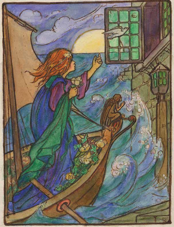 ORIGINAL ARTWORK Florence S. HARRISON (1877-1955) 293. A Ship O er the Slumber Sea Original brown ink and watercolour on card, signed in monogram in the bottom right corner. 20x15.5cm.