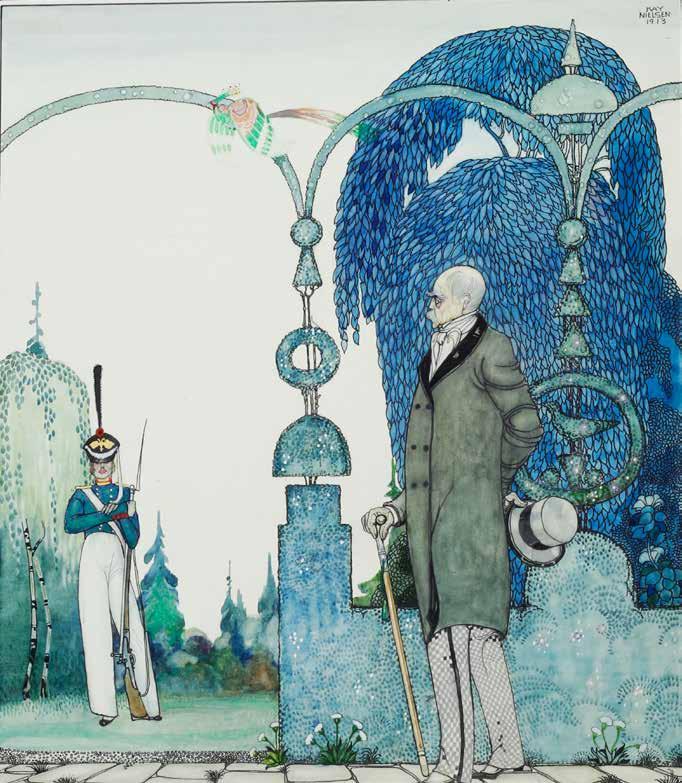 JONKERS RARE BOOKS Kay Rasmus NIELSEN (1886-1957) 304. Prince Bismarck Discovering the Soldier Original pen, ink, watercolour and wash heightened with gold and graphite. 270x305mm.