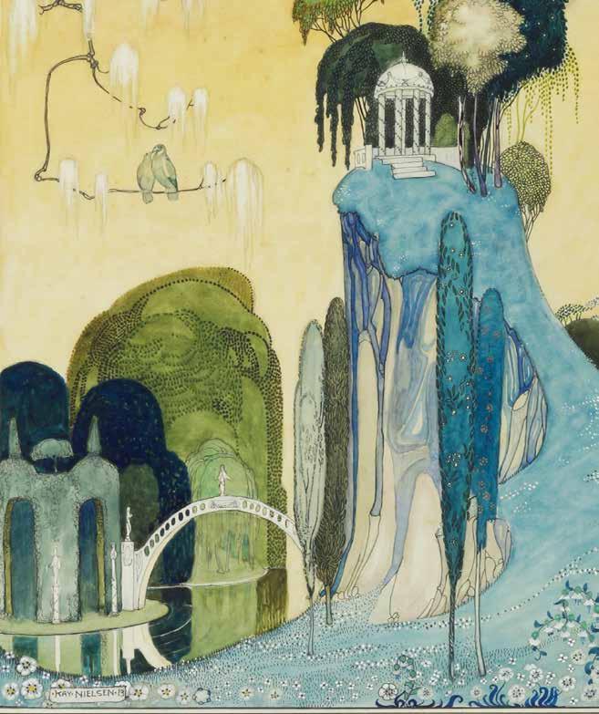 ORIGINAL ARTWORK Kay Rasmus NIELSEN (1886-1957) 305. List, Ah List To The Zephyr In The Grove Original pen, ink, watercolour and wash heightened with gold and graphite. 270x310mm.
