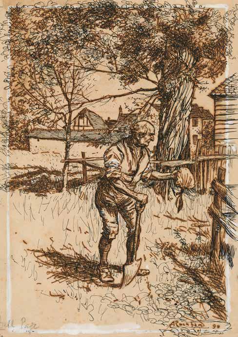 ORIGINAL ARTWORK Arthur RACKHAM (1867-1939) 309. His First Thought Was To Throw It Into The Pig-Stye Pen and ink drawing used as a full page illustration in The Ingoldsby Legends.