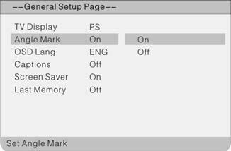 It includes the options General Setup Page, Audio Setup Page, Video Setup Page and Preference Page. Use to select the desired main menu. 2.