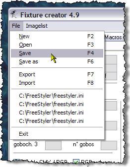 I always export any fixture I create and keep them separate from FreeStyler to ensure that