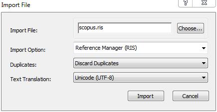 Tip: Other database specific import options/filters (eg Web of