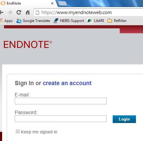 Share & Sync Using an EN Online Account Sign up for Endnote Online at www.myendnoteweb.