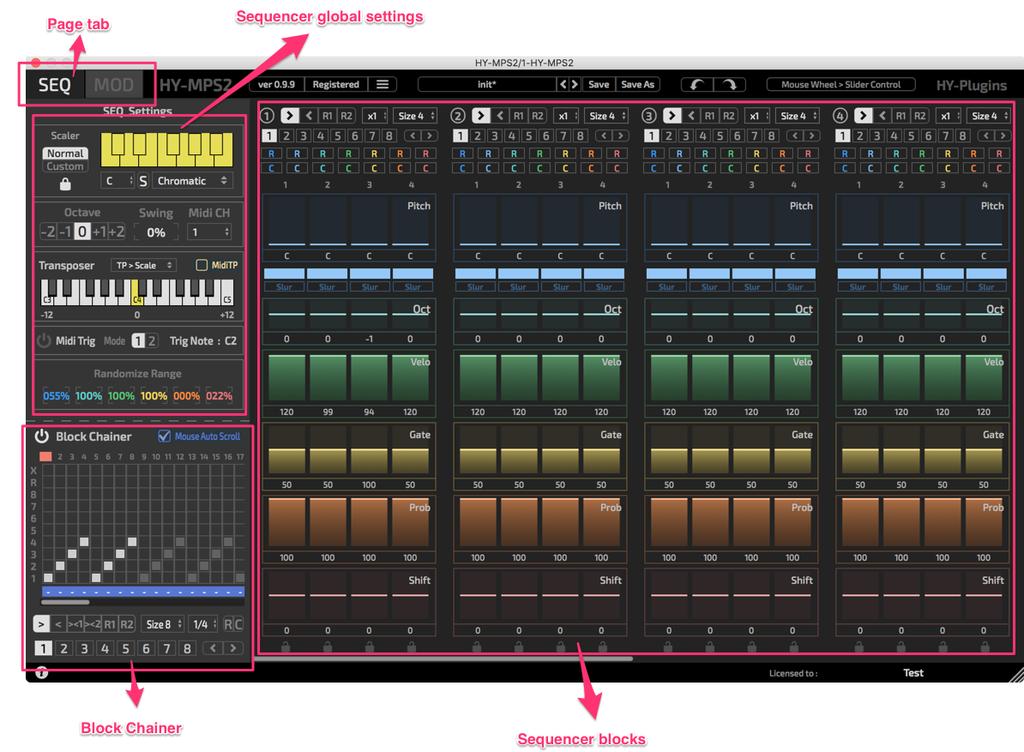Plugin Window Overview You can change sequencer/modulation