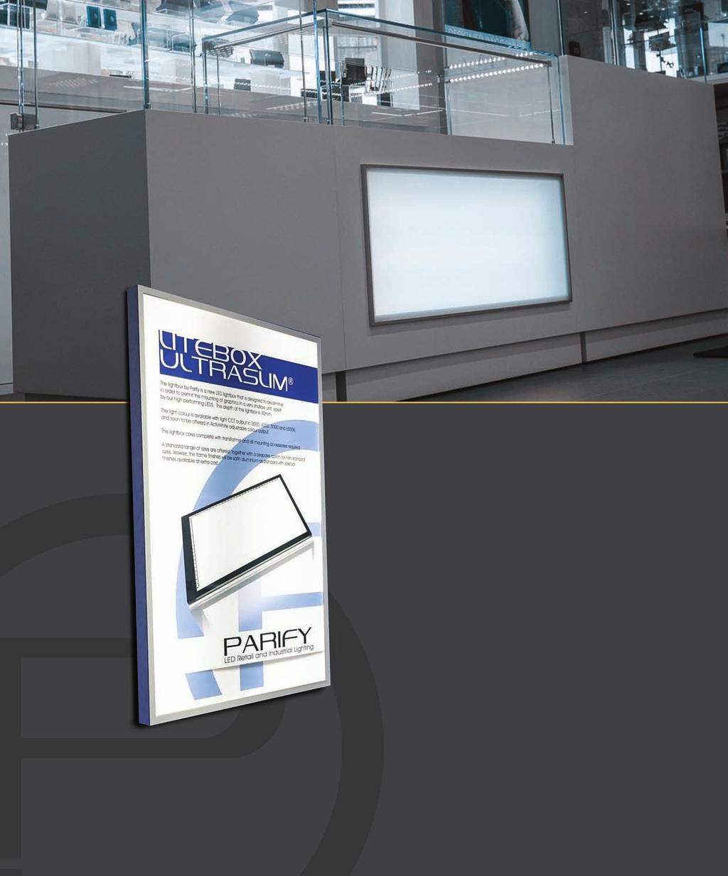 The lightbox by Parify is a new LED lightbox that is designed to be slimline in order to permit the mounting of graphics in a very shallow unit, side lit by our high performing LEDs.