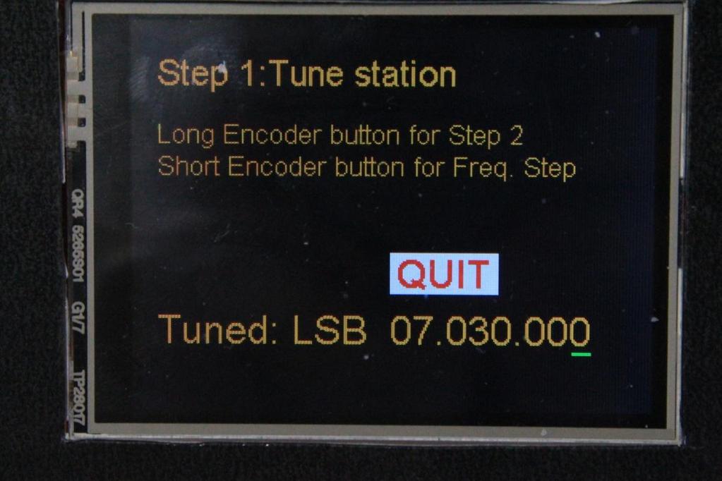As it says on the screen, tune to the station frequency display is at the bottom of the screen.