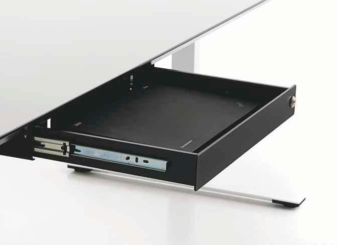 LOCKABLE LAPTOP TRAY LOCKABLE LAPTOP TRAY The laptop tray comes with a high quality, integrated German lock which can help to reduce the risk of theft.