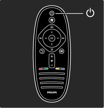 If the red indicator is on (standby indication), press O on the remote control to switch on the TV. Alternatively, you can switch on the TV from standby with any key on the TV.