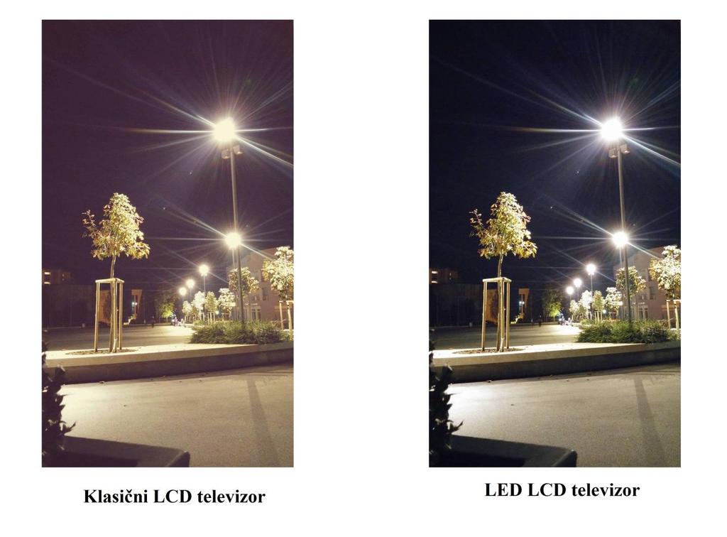 osobito oni koji koriste RGB LED pozadinsko osvjetljenje. Slika 23. prikazuje razliku u slici kod klasičnih LCD i LED LCD televizora, [10].