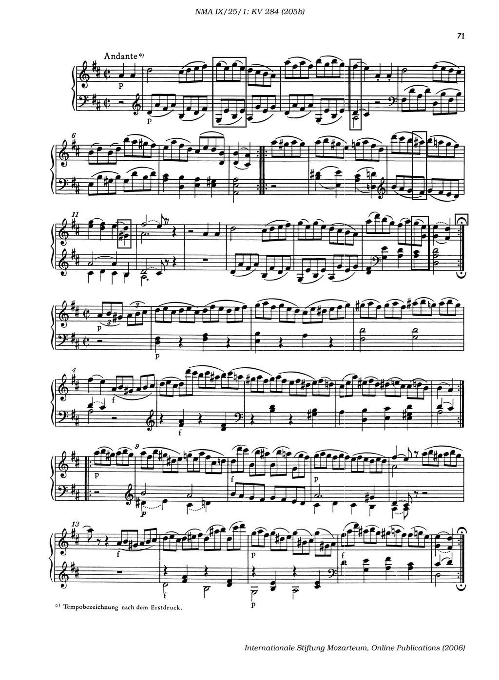 AFDELING B: MUSIEKTEORIE & ANALISE SECTION B: MUSIC THEORY & ANALYSIS VRAAG 3 / QUESTION 3 Bestudeer die Tema uit die Sonate in D-majeur, K. 284 van Mozart en beantwoord die vrae wat volg.