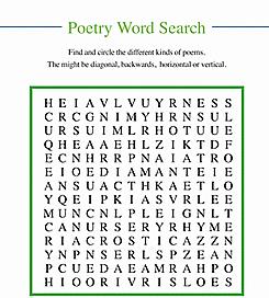 4-. Answer the following Word search about Poem.