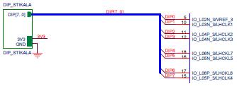 RAZVOJNA ENOTA 17 Slika 2.17: Povezava DIP stikal s FPGA vezjem XC3S100E Tabela 2.