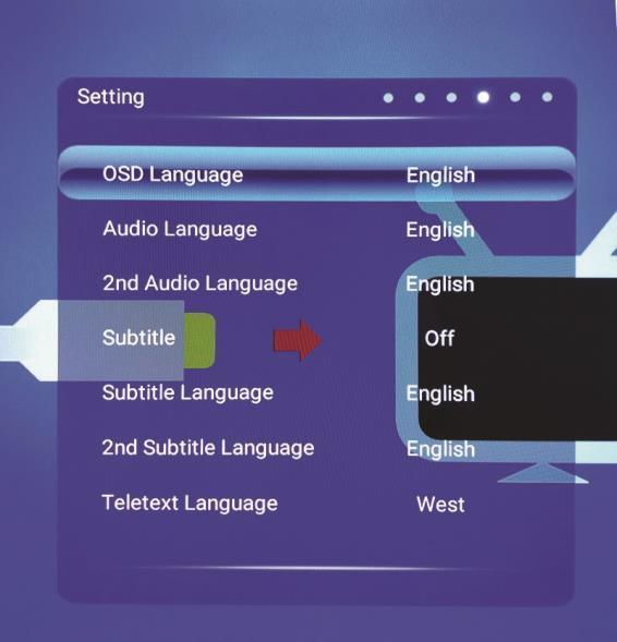 SETTINGS OSD LANGUAGE AUDIO LANGUAGE 2 ND AUDIO LANGUAGE SUBTITLE SUBTITLE LANGUAGE 2 ND SUBTITLE LANGUAGE TELETEXT LANGUAGE PVR FILE SYSTEM ENVIRONMENT