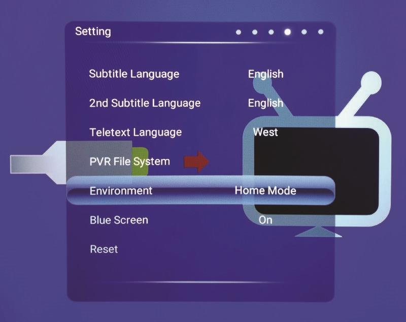 Set the 2 nd language for subtitles. Sets the language for teletext. Sets the file system used when recording within the PVR.