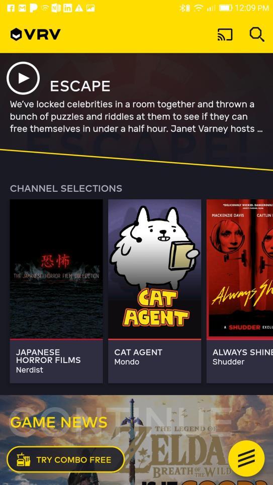 VRV different aggregation approach VRV is a new aggregation app which targets the world of fandom Brings a variety of SVOD channels to that audience Anchor tenant: Crunchyroll Includes other services