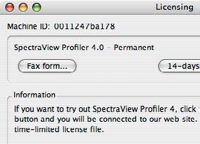2.3. Product registration and licensing Licensing and release of SpectraView Profiler software is linked to an individual computer. You will receive an individual license file (.