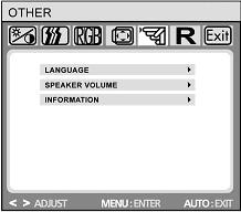 Other (Ill.: OSD menu - other) language You have several possibilities to choose the language of the OSD. speaker volume Set the volume of the speakers.