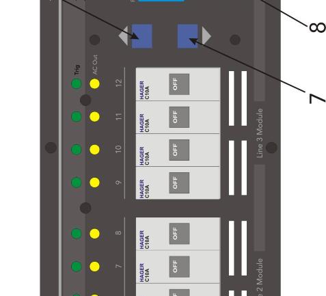 Circuit breakers for output protection. 4. UP Button 5. LCD, the setups and status are presented here. 6.