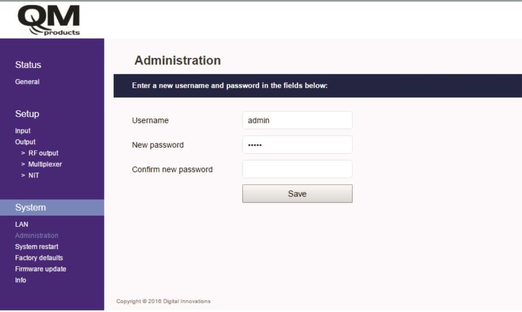 4.2.6 Administration page In Administration section the user is able to