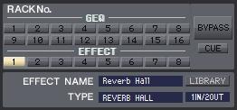 1 2 3 4 5 6 1 Rack No. (Rack selection) Select the rack module of the EFFECT rack that you want to control. 2 BYPASS This button temporarily bypasses the effect.