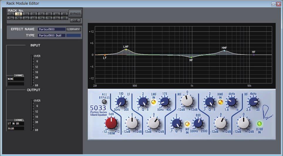 Rack module editor Premium window Here you can select the module type (EQ or compressor) for the
