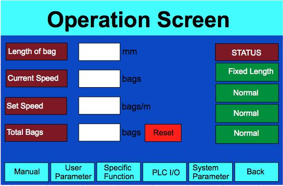 Operation Screen The purpose of this screen is for general operation and the various screen items are explained as follows.