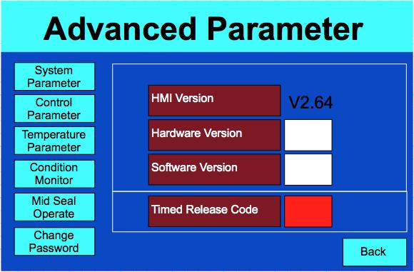 Advanced Parameter Screen Screen Switch Button System Parameter Menu swap (System Setup for Parameter Screen settings) Screen Switch Button Control Parameter Menu swap (System Setup for Control