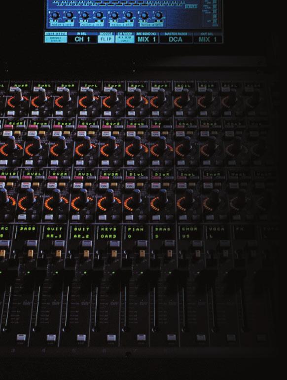 MIX, MATRIX, & DCA Controls The center section of the console houses the MIX OUTPUT, MATRIX OUTPUT and DCA FER sections.