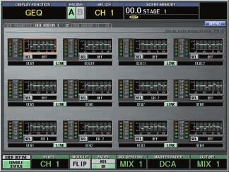 For easy setup the console s DCA faders can be assigned to directly adjust the GEQ bands in 1-band groups via the FER STATUS