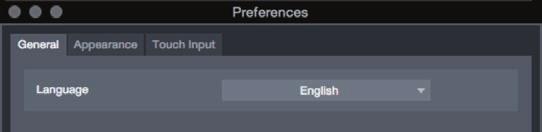 4 Universal Control 4.2 TUIO Setup (macos) Preferences. Sets language and appearance options. General.