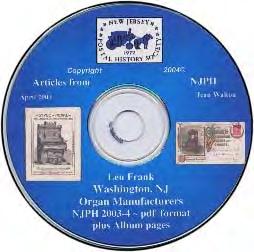 Previously unpublished material in lengthy postscript Alphabetical index CD: Washington NJ Organ Manufacturers on CD, by Len