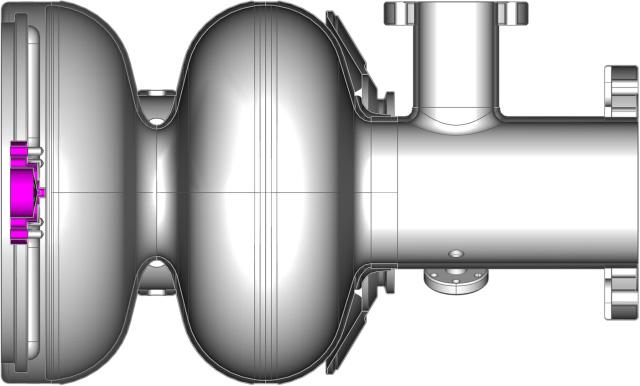 The cavity has an installed cathode plug, which is sealed to the back wall of the 0.6- cell with indium gasket. The plug (see Fig. 11), and cavity are made of high RRR niobium.