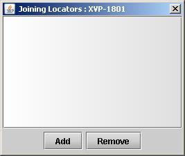 Remote System Administration opens the Joining Locators data box, which lists remote lookup services to which this XVP- 1801 is registered.